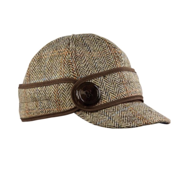 Stormy Kromer Harris Herringbone Tweed Wool Newsboy Cap with Button USA Size 7 - Picture 1 of 10